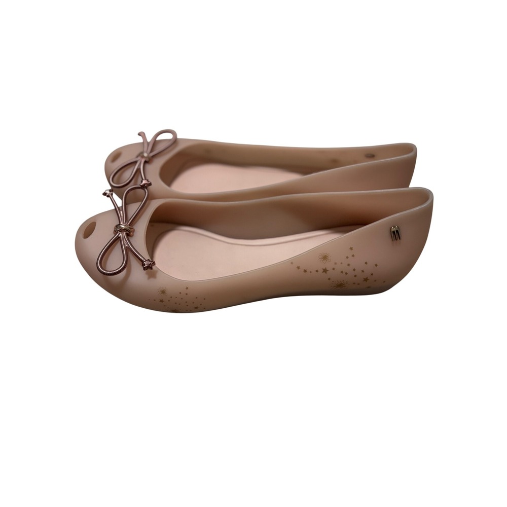 Melissa Ultragirl Starry Jelly Flats‎ Pink Bow Star Peep Toe Shoes Womens 9 - Picture 4 of 6